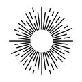 Sunbeam lines. Drawn hand motion starburst or fireworks explosion with beam rays and sparks for logo design vintage