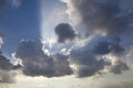 Sunbeam poking through the clouds Royalty Free Stock Photo
