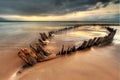 Sunbeam ship wreck on irish beach - HDR Royalty Free Stock Photo