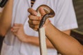 Sunbeam snake on the hands of men. Royalty Free Stock Photo