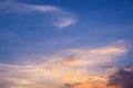 Sunbeams breaking through the clouds with blue and orange sky. Hope, prayer concept for background