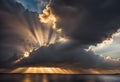 Sunbeams through the Dramatic Clouds at Sunset