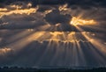 Sunbeams through the Dramatic Clouds at Sunset