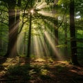 Sunlight creates dramatic illuminating rays enhancing the serene Royalty Free Stock Photo