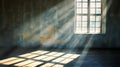 Sunbeams Filtering Through a Window in a Dusty Room. Generative AI Royalty Free Stock Photo