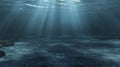 Sunbeams Illuminate Dark Ocean Floor Scene Royalty Free Stock Photo
