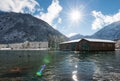 Sunbeams over austrian lake