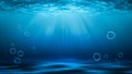 Sunbeams and Sea deep or ocean underwater as a background. Royalty Free Stock Photo