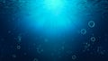 Sunbeams and Sea deep or ocean underwater as a background. Royalty Free Stock Photo