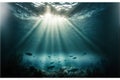 Sunbeams and sea deep or ocean underwater as a background, nature, sea & ocean Royalty Free Stock Photo