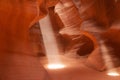 Sunbeams in Upper Antelope Canyon, Arizona, USA Royalty Free Stock Photo