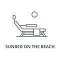 Sunbed on the beach vector line icon, linear concept, outline sign, symbol Royalty Free Stock Photo