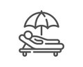 Sunbed line icon. Lounge beach chair sign. Vector