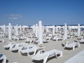 Sunbeds on beach Royalty Free Stock Photo