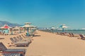 Sunbeds on the beach. Royalty Free Stock Photo