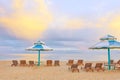 Sunbeds on the beach. Royalty Free Stock Photo