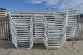Sunbeds on Cape May beach Royalty Free Stock Photo