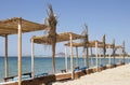 Traditional sunbeds in Naxos  island Royalty Free Stock Photo