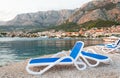 Sunbeds in Makarska beach