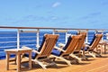 Sunbeds on open deck of cruise ship Royalty Free Stock Photo
