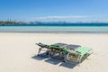 Sunbeds at the Playa de Alcudia beach