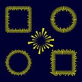 Sunblast abstract yellow frames border collection, square and circular frames with radiating lines Royalty Free Stock Photo