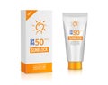 Sunblock ad template. Sun protection cosmetic. Moisturizer cream design background