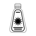 Sunblock bottle lotion protection line icon style