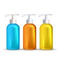 Sunblock Foamy Skincare Liquid Bottles Set Vector