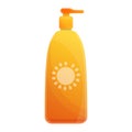 Sunblock lotion icon, cartoon style