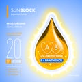 Sunblock suncare oil drop. SPF solution design