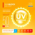 Sunblock suncare strong protection. SPF solution design