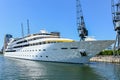 Sunborn Yacht boat moored in Docklands, London Royalty Free Stock Photo