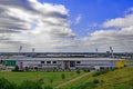 Sunburst above Keepmoat Stadium, Doncaster, South Yorkshire.