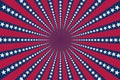 Sunburst background. Blue and red stripes and stars. Royalty Free Stock Photo