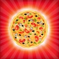 Sunburst Background With Pizza Royalty Free Stock Photo