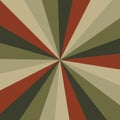 Sunburst background vector pattern with a vintage color palette of swirled radial striped design. Vintage or retro