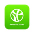 Sunburst chart icon green vector