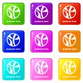 Sunburst chart icons set 9 color collection