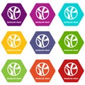 Sunburst chart icons set 9 vector