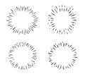 Sunburst circle vector illustration. Set of sun rays frames retro design elements