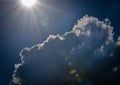 Sunburst clouds, sky image, sunshine beaming through clouds Royalty Free Stock Photo