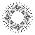 Sunburst doodle line art. Hand drawn sun burst, round banner with circle explosion. Retro sketch radial rays, black Royalty Free Stock Photo