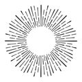 Sunburst doodle line art. Hand drawn sun burst, round banner with circle explosion. Retro sketch radial rays, black Royalty Free Stock Photo