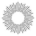 Sunburst doodle line art. Hand drawn sun burst, round banner with circle explosion. Retro sketch radial rays, black