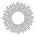 Sunburst doodle line art. Hand drawn sun burst, round banner with circle explosion. Retro sketch radial rays, black Royalty Free Stock Photo