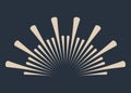 Sunburst firework explosion, bursting or light rays, linear drawing. Vector trendy hand drawn retro isolated design