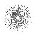 Sunburst firework explosion, bursting or light rays, linear drawing. Vector trendy hand drawn retro isolated design