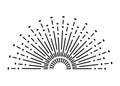 Sunburst firework explosion. Retro hand drawn sparkle. Bursting or light rays, linear drawing. Vector trendy hand drawn