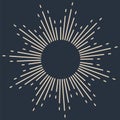 Sunburst firework explosion. Retro hand drawn sparkle. Bursting or light rays, linear drawing. Vector trendy hand drawn